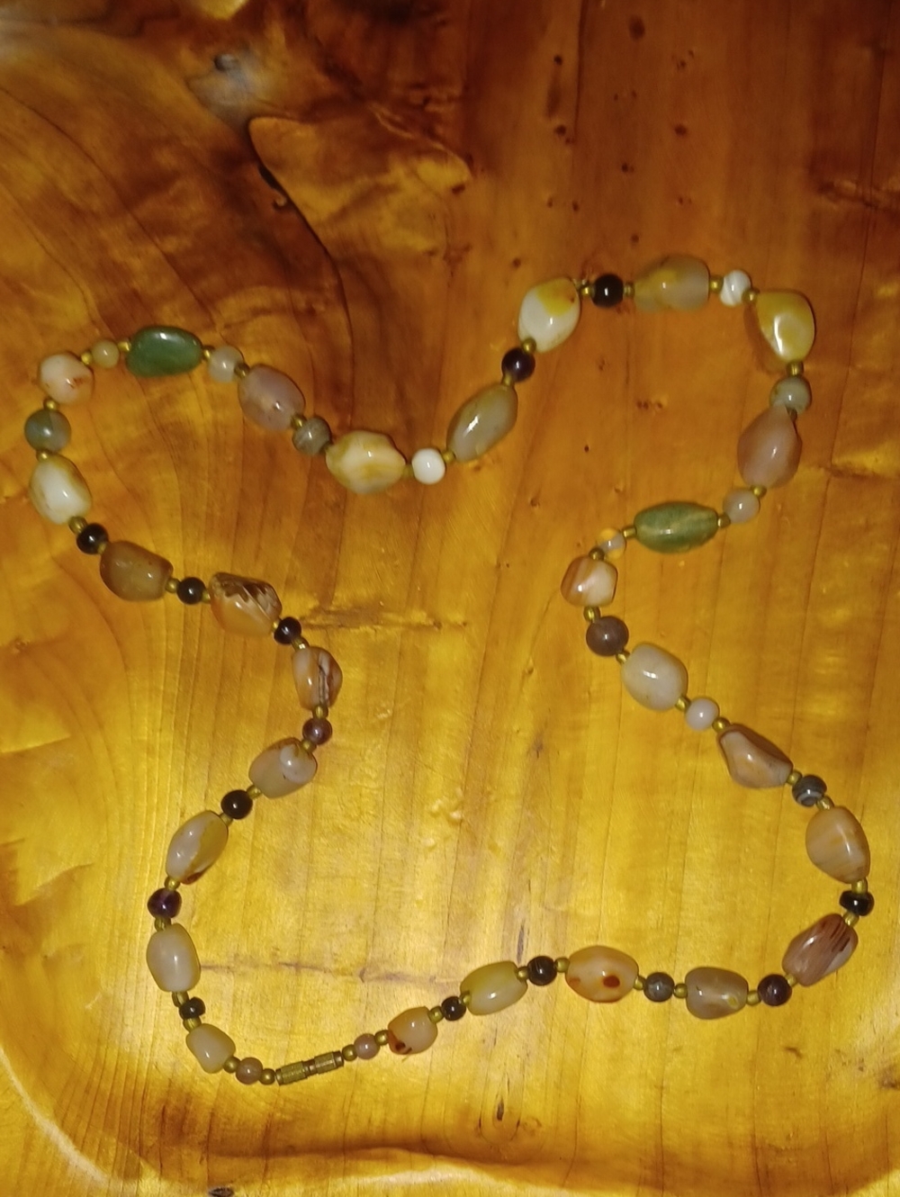 Vintage 1960s Beggar Beads Multi Gemstone Nugget Necklace 30” Opera Length Boho